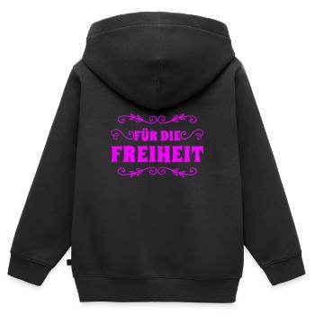 Liberté - Sweat Premium à capuche zippé enfant bio - noir - Dos - AI Model Kid Male (0cm)