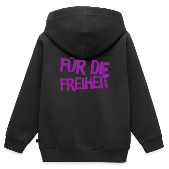 pour la liberté - Sweat Premium à capuche zippé enfant bio - noir - Dos - AI Model Kid Male (0cm)