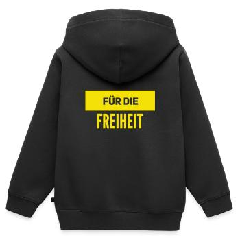 Je suis pour la liberté - Sweat Premium à capuche zippé enfant bio - noir - Dos - AI Model Kid Male (0cm)