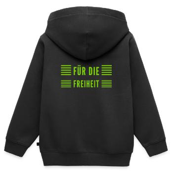 La liberté, c’est merveilleux - Sweat Premium à capuche zippé enfant bio - noir - Dos - AI Model Kid Male (0cm)