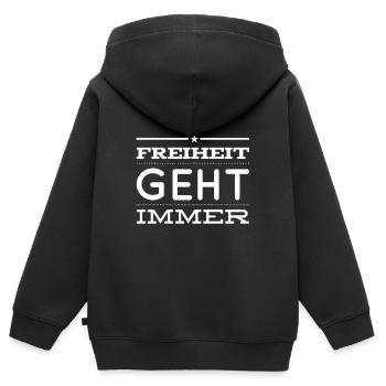 J’aime la liberté - Sweat Premium à capuche zippé enfant bio - noir - Dos - AI Model Kid Male (0cm)