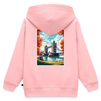 Tower Bridge England Vintage Travel Poster WPA Art - Kids Premium Organic Zip-up Hoodie - rose - Back - AI Model Kid Female (0cm)