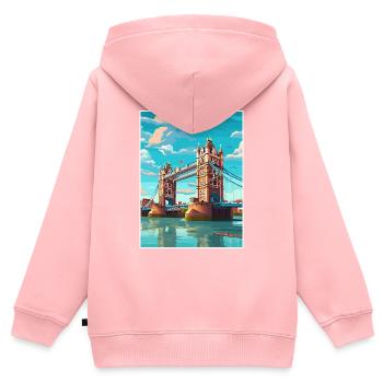 Tower Bridge England Vintage Reiseposter WPA Kunst - Kinder Premium Organic Zip Hoodie - Rosa - Hinten - AI Model Kid Female (0cm)