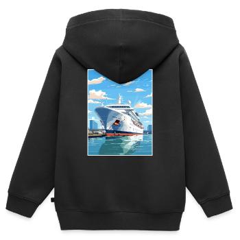 Southampton Angleterre Vintage voyage affiche Souvenir - Sweat Premium à capuche zippé enfant bio - noir - Dos - AI Model Kid Male (0cm)