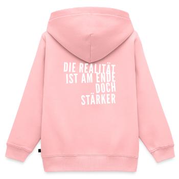 die Wirklichkeit ist stärker - Kinder Premium Organic Zip Hoodie - Rosa - Hinten - AI Model Kid Female (0cm)
