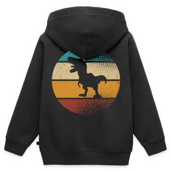 T Rex - Sweat Premium à capuche zippé enfant bio - noir - Dos - AI Model Kid Male (0cm)