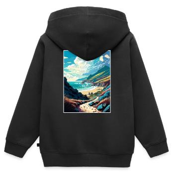 Lost Coast Trail Californie Long Beach Cali Voyage - Sweat Premium à capuche zippé enfant bio - noir - Dos - AI Model Kid Male (0cm)