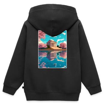 Jefferson Memorial Gedenkmauer Washington Dc - Kinder Premium Organic Zip Hoodie - Schwarz - Hinten - AI Model Kid Male (0cm)