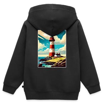Plymouth England Vintage Reiseposter Souvenir - Kinder Premium Organic Zip Hoodie - Schwarz - Hinten - AI Model Kid Male (0cm)
