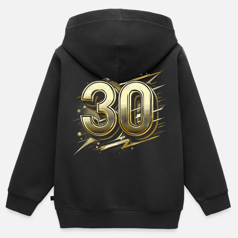 30 Anni Oro Pop Art 30 ° Compleanno Regalo - Felpa Premium con cappuccio con zip bambino bio - nero