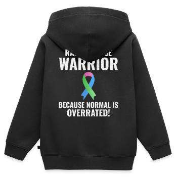 Rare Disease Warrior renforce la sensibilisation - Sweat Premium à capuche zippé enfant bio - noir - Dos - AI Model Kid Male (0cm)