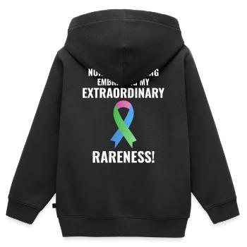 La sensibilisation aux maladies rares embrasse l’extraordinaire - Sweat Premium à capuche zippé enfant bio - noir - Dos - AI Model Kid Male (0cm)