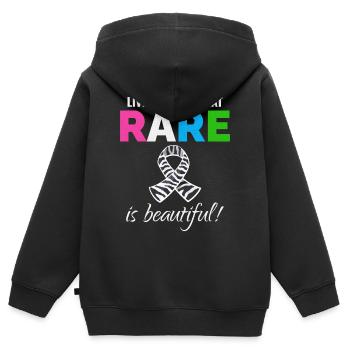 Bewusstsein für seltene Krankheiten Selten ist schön - Kinder Premium Organic Zip Hoodie - Schwarz - Hinten - AI Model Kid Male (0cm)