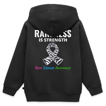 Bewusstsein für seltene Krankheiten Stärke in der Seltenheit - Kinder Premium Organic Zip Hoodie - Schwarz - Hinten - AI Model Kid Male (0cm)