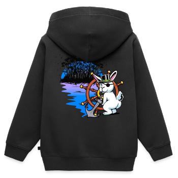 Hase Pirat Freibeuter Piraterie Fantasy Seemann - Kinder Premium Organic Zip Hoodie - Schwarz - Hinten - AI Model Kid Male (0cm)