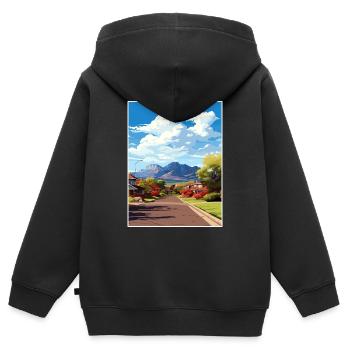 Springdale Utah affiches Vintage voyage affiche WPA - Sweat Premium à capuche zippé enfant bio - noir - Dos - AI Model Kid Male (0cm)