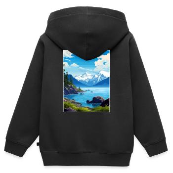 Resurrection Bay Alaska Vintage voyage affiche WPA - Sweat Premium à capuche zippé enfant bio - noir - Dos - AI Model Kid Male (0cm)
