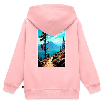 Mount Tallac California Vintage Reiseposter WPA - Kinder Premium Organic Zip Hoodie - Rosa - Hinten - AI Model Kid Female (0cm)