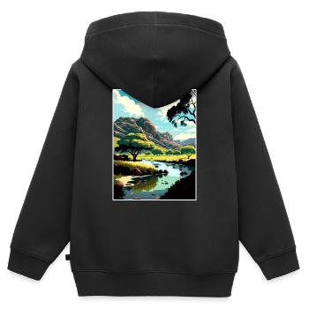 Malibu Creek Kalifornien Vintage Reiseposter WPA - Kinder Premium Organic Zip Hoodie - Schwarz - Hinten - AI Model Kid Male (0cm)