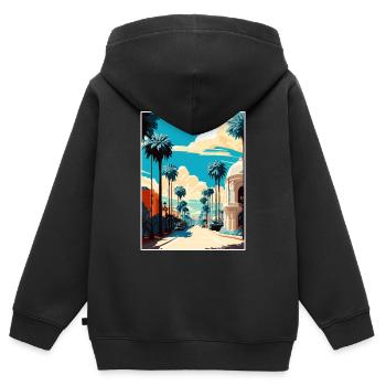 Beverly Hills Californie Vintage voyage affiche WPA - Sweat Premium à capuche zippé enfant bio - noir - Dos - AI Model Kid Male (0cm)