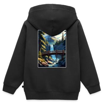 Cascade Falls Kalifornien Vintage Reiseposter WPA - Kinder Premium Organic Zip Hoodie - Schwarz - Hinten - AI Model Kid Male (0cm)