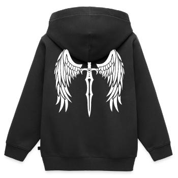 Geflügeltes Schwert - Kinder Premium Organic Zip Hoodie - Schwarz - Hinten - AI Model Kid Male (0cm)