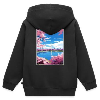 Washington Dc Vereinigte Staaten Vintage Reiseposter - Kinder Premium Organic Zip Hoodie - Schwarz - Hinten - AI Model Kid Male (0cm)