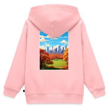 Central Park New York State Vintage-Reiseposter - Kinder Premium Organic Zip Hoodie - Rosa - Hinten - AI Model Kid Female (0cm)