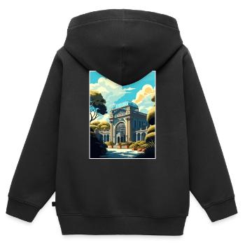 Le Bronx Zoo de l’État de New York Vintage affiche de voyage - Sweat Premium à capuche zippé enfant bio - noir - Dos - AI Model Kid Male (0cm)