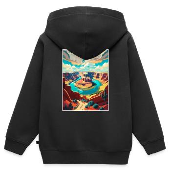 Horseshoe Bend National Park Vintage Travel Poster - Kids Premium Organic Zip-up Hoodie - black - Back - AI Model Kid Male (0cm)