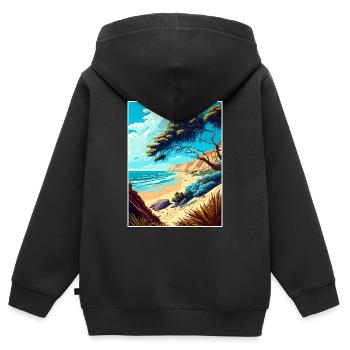 Carpinteria Bluffs Californie affiche de voyage - Sweat Premium à capuche zippé enfant bio - noir - Dos - AI Model Kid Male (0cm)