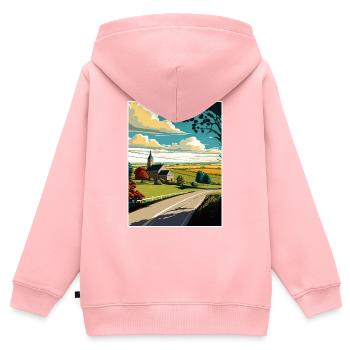 Lancaster County Pennsylvania Reiseposter - Kinder Premium Organic Zip Hoodie - Rosa - Hinten - AI Model Kid Female (0cm)