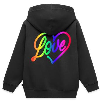 Love LOVE love Herz Regenbogen - Kinder Premium Organic Zip Hoodie - Schwarz - Hinten - AI Model Kid Male (0cm)