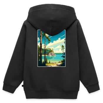Affiche de voyage du parc d’État de la péninsule du Wisconsin - Sweat Premium à capuche zippé enfant bio - noir - Dos - AI Model Kid Male (0cm)