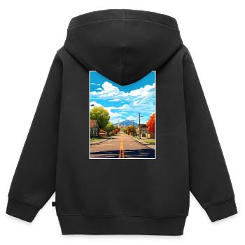 Vernal Utah affiches Vintage voyage affiche Souvenir - Sweat Premium à capuche zippé enfant bio - noir - Dos - AI Model Kid Male (0cm)