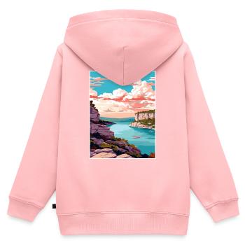 Mount Bonnell Texas Vintage Reiseposter Souvenir - Kinder Premium Organic Zip Hoodie - Rosa - Hinten - AI Model Kid Female (0cm)