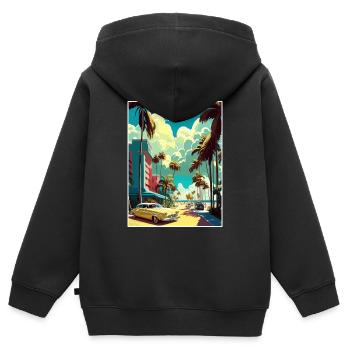 South Beach Florida Vintage Reiseposter Souvenir - Kinder Premium Organic Zip Hoodie - Schwarz - Hinten - AI Model Kid Male (0cm)