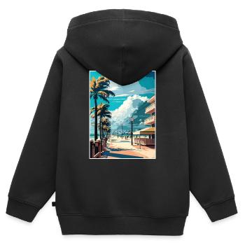 South Beach Florida Vintage Reiseposter Souvenir - Kinder Premium Organic Zip Hoodie - Schwarz - Hinten - AI Model Kid Male (0cm)