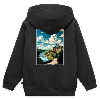 Altoona Pennsylvanie Vintage voyage affiche WPA Art - Sweat Premium à capuche zippé enfant bio - noir - Dos - AI Model Kid Male (0cm)