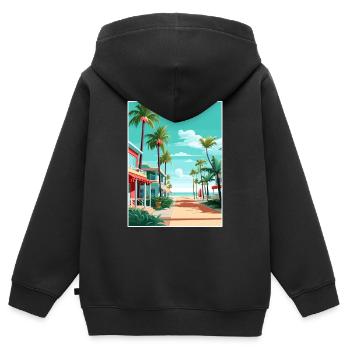 South Beach Texas Vintage Reiseposter Souvenir - Kinder Premium Organic Zip Hoodie - Schwarz - Hinten - AI Model Kid Male (0cm)