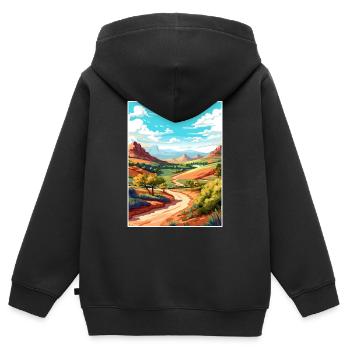 Mount Scott Texas Vintage Reiseposter Souvenir - Kinder Premium Organic Zip Hoodie - Schwarz - Hinten - AI Model Kid Male (0cm)