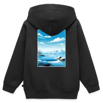 Nordpol Alaska Vintage Reiseposter Souvenir - Kinder Premium Organic Zip Hoodie - Schwarz - Hinten - AI Model Kid Male (0cm)