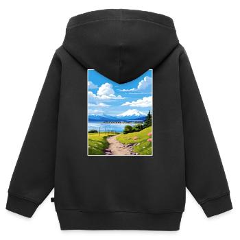 Homer Alaska Vintage voyage affiche WPA Souvenir - Sweat Premium à capuche zippé enfant bio - noir - Dos - AI Model Kid Male (0cm)