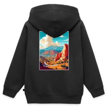 Colorado Springs Vintage Reiseposter Souvenir - Kinder Premium Organic Zip Hoodie - Schwarz - Hinten - AI Model Kid Male (0cm)