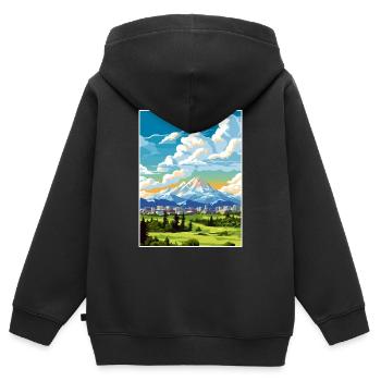 Anchorage Alaska Vintage voyage affiche Souvenir - Sweat Premium à capuche zippé enfant bio - noir - Dos - AI Model Kid Male (0cm)