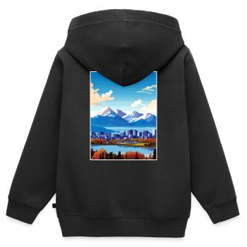 Anchorage Alaska Vintage voyage affiche Souvenir - Sweat Premium à capuche zippé enfant bio - noir - Dos - AI Model Kid Male (0cm)