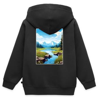 Verstecktes Lake Alaska Vintage Reiseposter Souvenir - Kinder Premium Organic Zip Hoodie - Schwarz - Hinten - AI Model Kid Male (0cm)