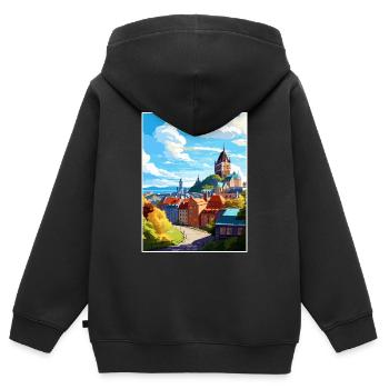 Quebec Canada Vintage Travel Poster WPA Souvenir - Kids Premium Organic Zip-up Hoodie - black - Back - AI Model Kid Male (0cm)