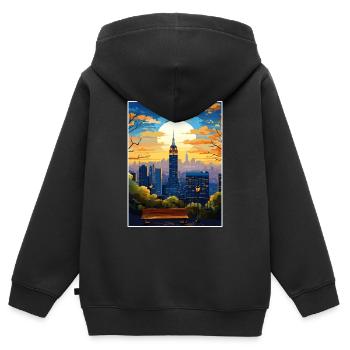 Manhattan New York Vintage Reiseposter Souvenir - Kinder Premium Organic Zip Hoodie - Schwarz - Hinten - AI Model Kid Male (0cm)