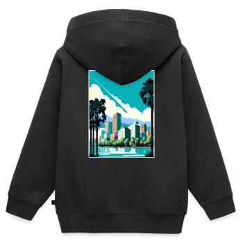 Oakland Kalifornien Vintage Reiseposter Souvenir - Kinder Premium Organic Zip Hoodie - Schwarz - Hinten - AI Model Kid Male (0cm)